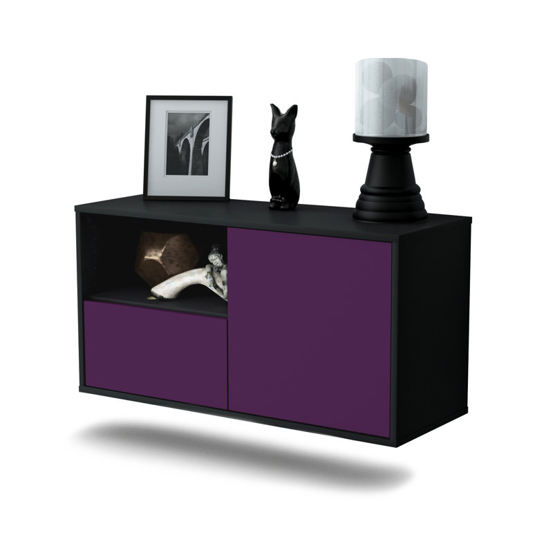 Haimes Unfinished Floating TV Stand, Purple