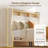 Beige Corduroy Upholstered Platform Bed Frame, Wingback Storage Headboard with RGB LED Lights & USB Type-C Charging Ports-1399956200