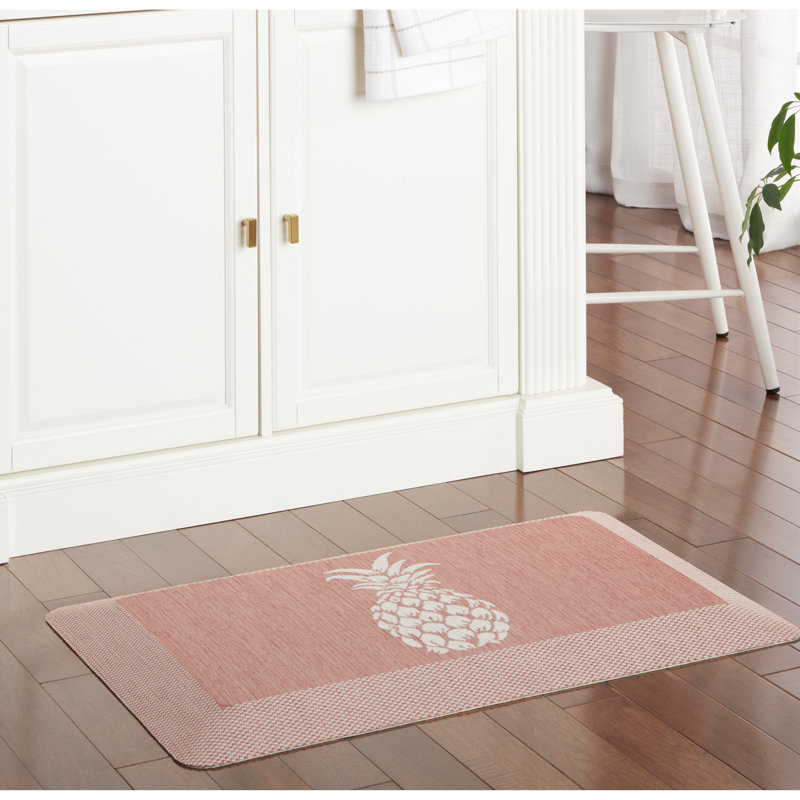 Martha Stewart Aloha Modern Pineapple Anti-Fatigue Air-Infused Kitchen Mat, Spice Red, Rectangle 19.6" x 32"