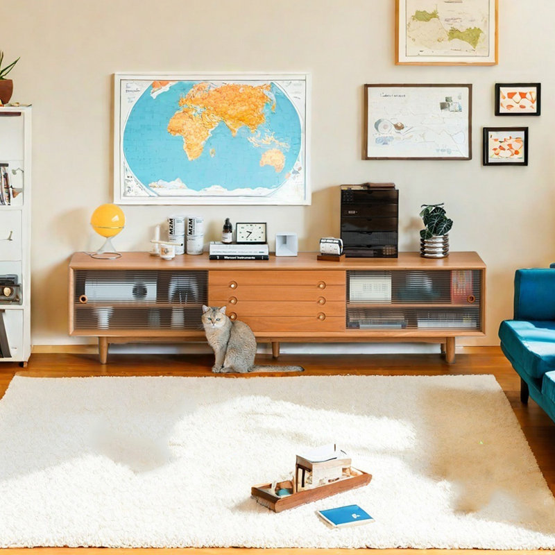 Meuble télé simple en cerisier, 82.67"
