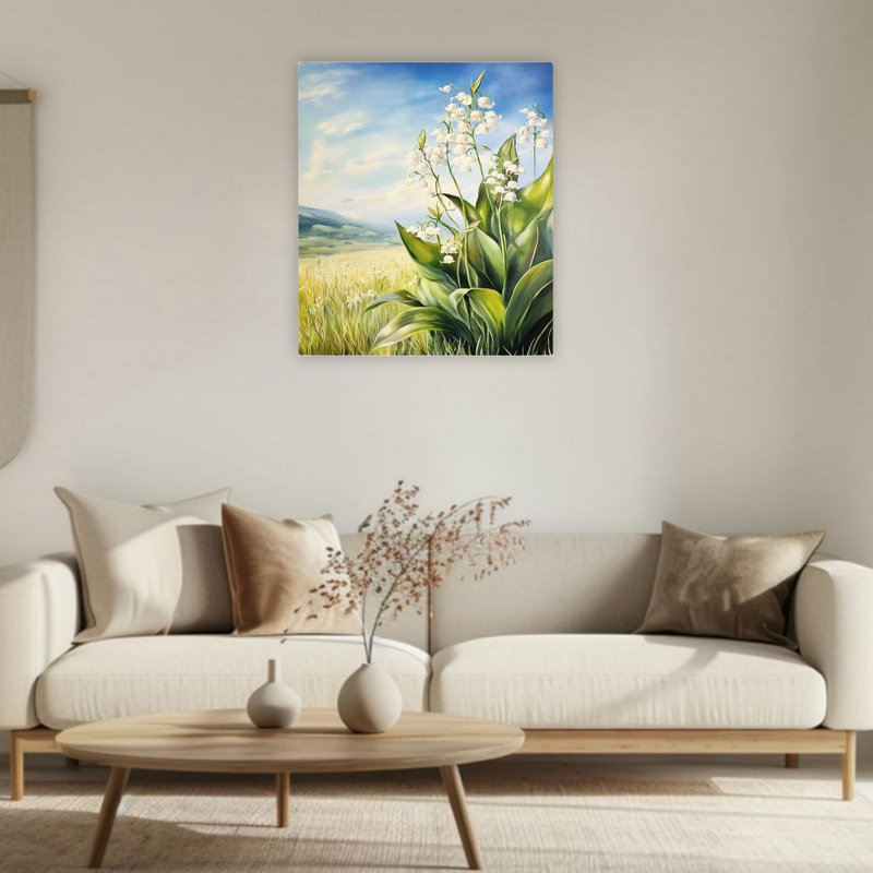 Art mural sur toile 24 po x 36 po Serene Lily Of The Valley Field