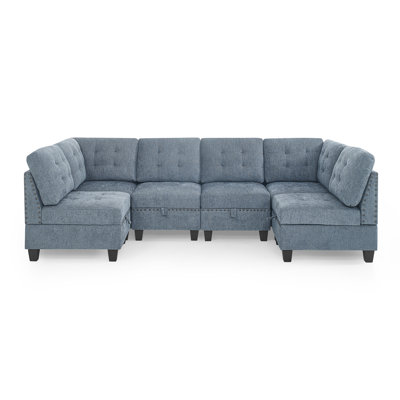 Tonawanda 116"" Wide Chenille Symmetrical Modular Corner Sectional -  Hokku Designs, ED60949E8647422392C16903426D8B1D