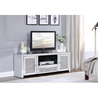 Noralie Mirrored & Faux Diamonds TV Stand