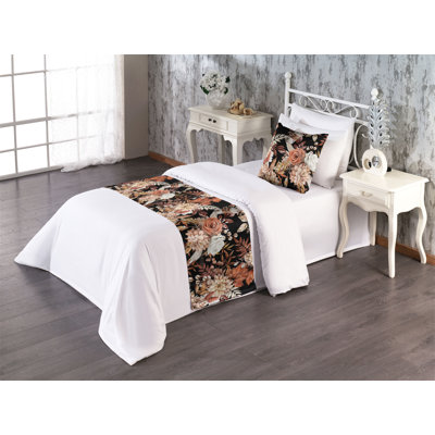 Ambesonne Floral Design Bed Runner Set Garden Spring Flowers Coral Blush Paprika