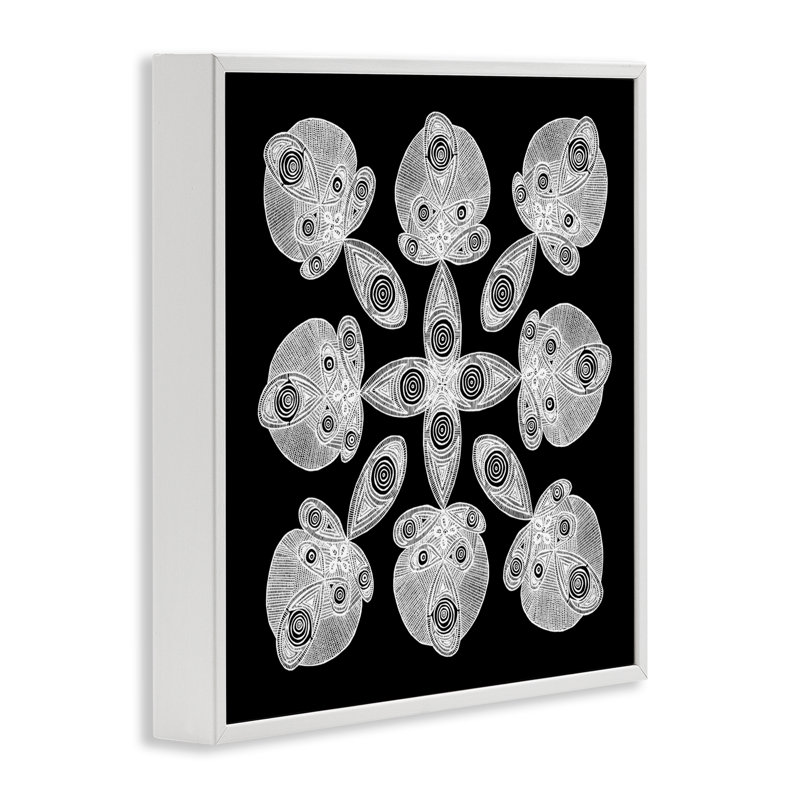 Giclée encadrée symétrique fractale, design par El Perkin, Giclée encadrée blanc bord de mer, H 24 po x l 24 po