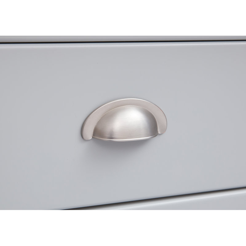 Salgado 90cm W 5 - Drawer Chest of Drawers, Grey/Wood/Satin Chrome