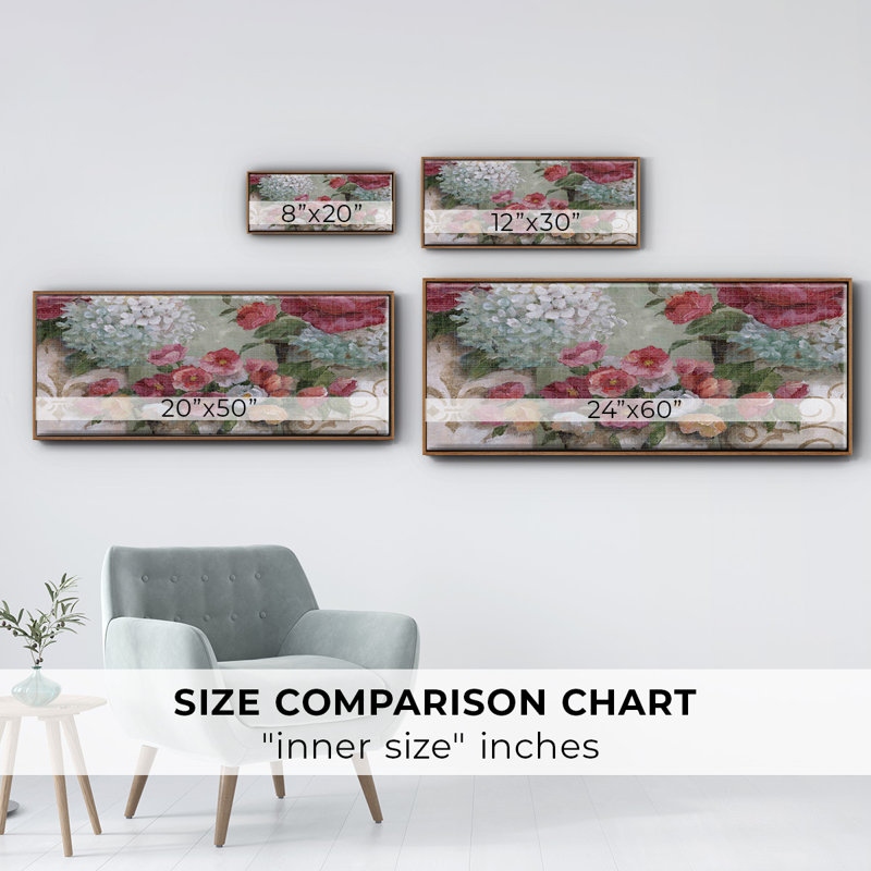 Contained Blooms- Framed Canvas, 24" H x 60" W