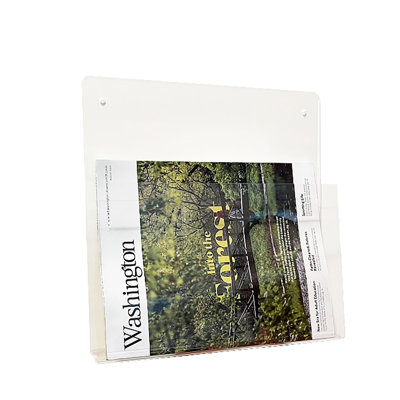 2 Pack 12 x 12 x 1.45" Inside Dims Wall Mount Clear Plexiglass Acrylic File Holder, Book, Magazine