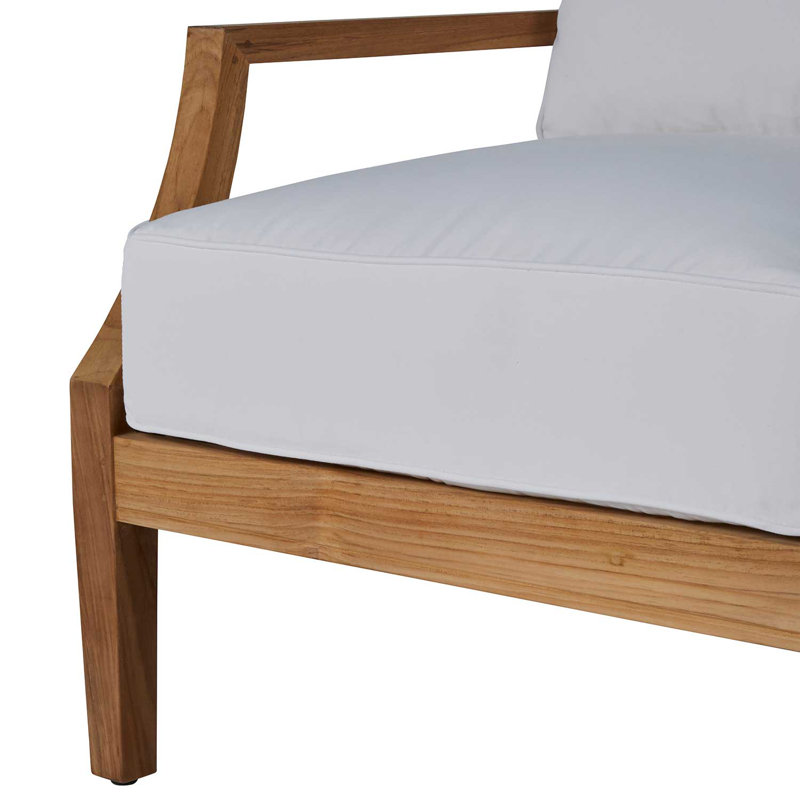 Haley Teak Patio Sofa with Cushions, Natural White, Natural Teak, No welt + Standard fill