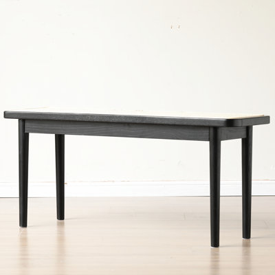Refined Black Oak Wood Bench With Detail For Bedroom End, Living Room, Or Entryway, 39.27" W, 10.7" D, 16.92" H, Soft And Versatile Stylish Trim Bedroom, Dining Area, Wide, Deep, High, Breathable