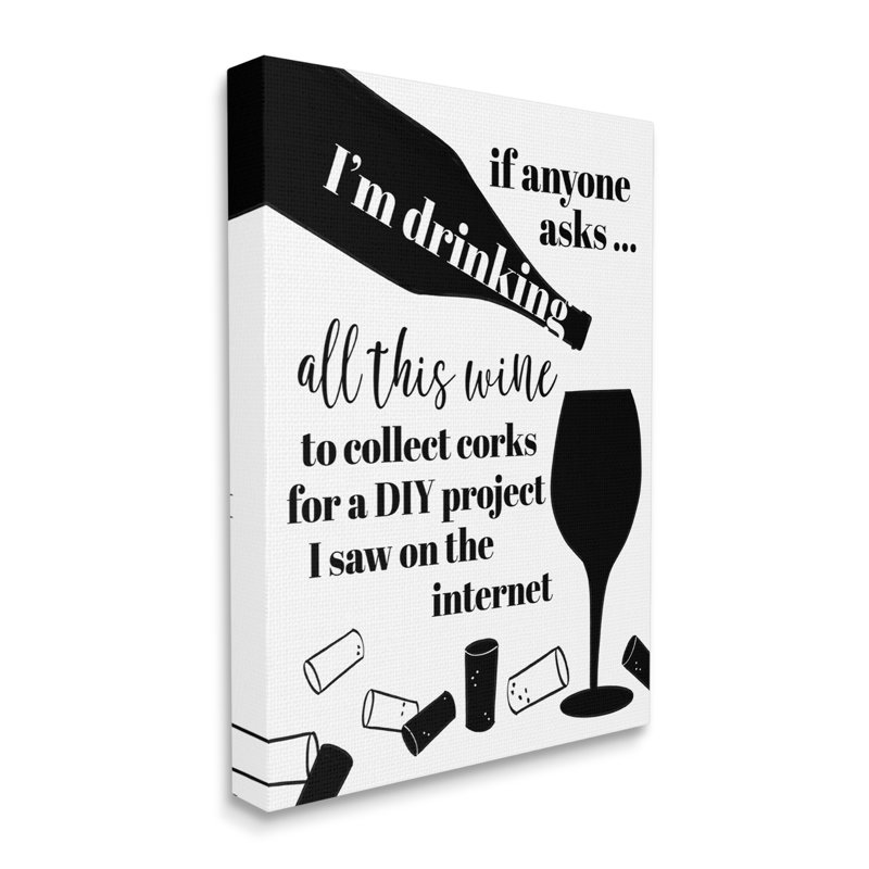 «Funny Wine DIY» sur impression sur toile, H 20 po x l 16 po x P 1,5 po