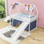 Lit mezzanine simple avec glissade et rideau-419665813