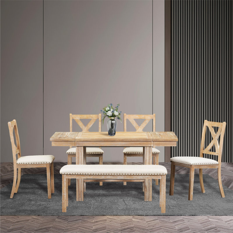 Ensemble de salle à manger rectangulaire L 82 po x l 60 po Berthel, Naturel