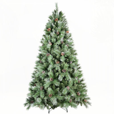9FT Christmas Tree with 122 Pine Cones – 2518Tips, Mixed PVC & Hard Needle Branches