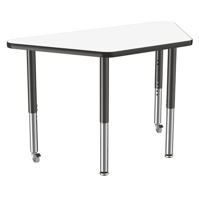 Trapezoid Dry-Erase Activity Table with Adjustable Legs- White/Black -  Factory Direct Partners, 10221-DEBK