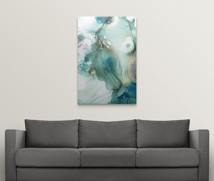 « menthe bubbles iv », impression, H 12 po x l 8 po x P 1,5 po, Toile