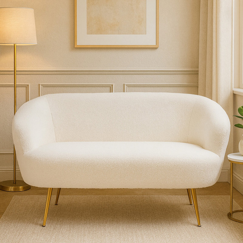 Momence 2 Seater Cotton Blend Sofa, Gold