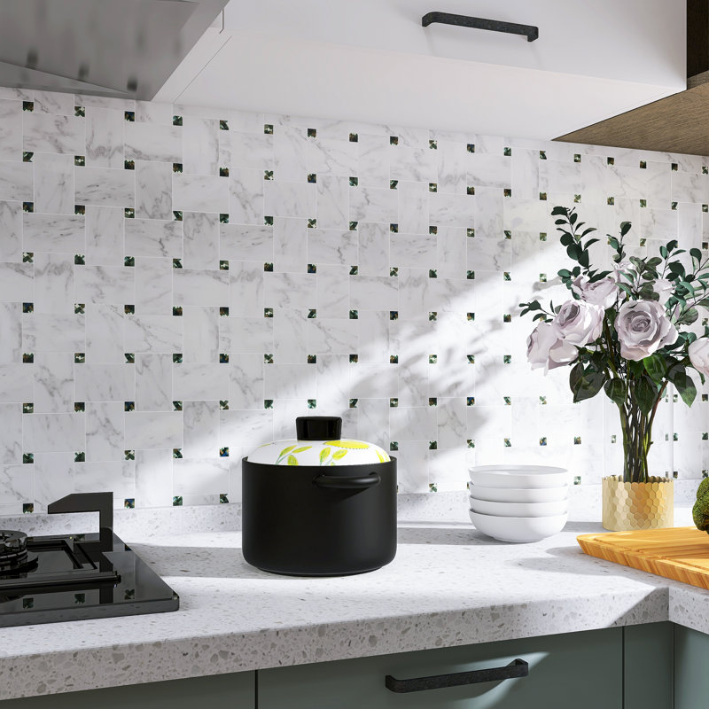 White Carrara Series 2" x 4" Marble Mosaic Wall Tile