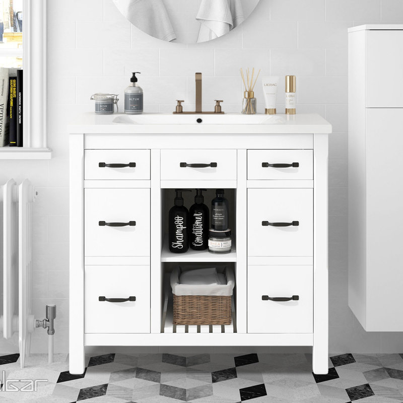 35.51'' Single Bathroom Vanity Base Only, White