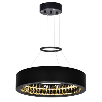 Lustre à DEL noir mat - Plafonnier moderne à intensité variable minimaliste