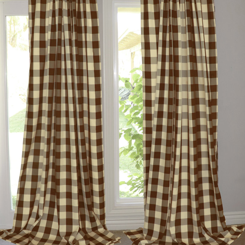 Chestermere Semi Sheer Curtain Single Panel, 56" W x 84" L, Brown/Cream