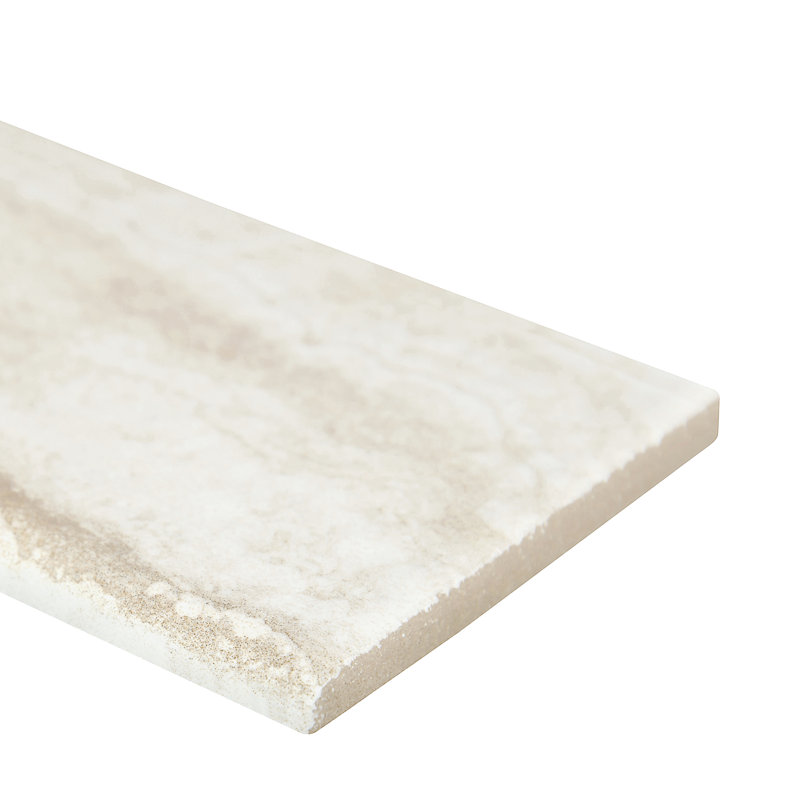 Bordure de carrelage Beraldi Kaui Pearl 3 po x 18 po en porcelaine mate à bord arrondi, Perle Kaui
