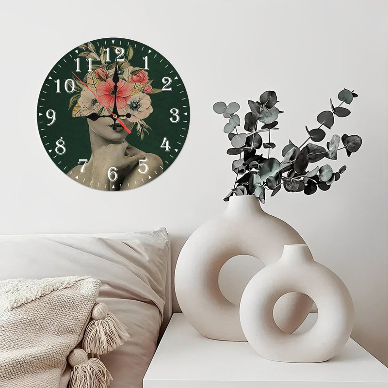 Horloge murale en bois 10 po, mouvement silencieux, à piles (piles AA non incluses), décor artistique, parfait pour les décorations