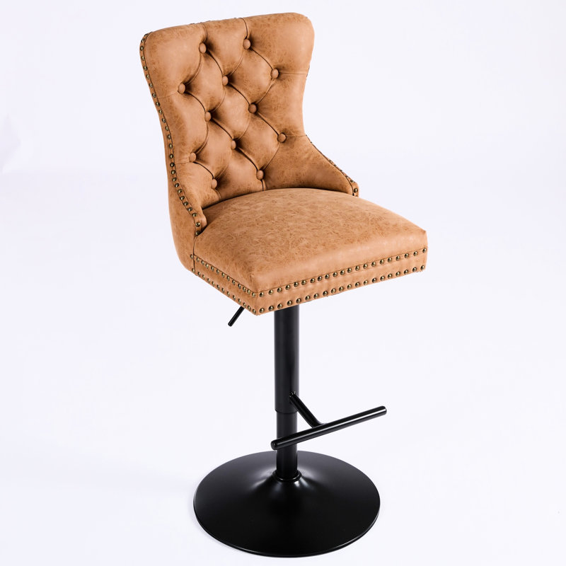 Canapé rétro orange avec revêtement en similicuir - 2 places réglables de 66 à 84 cm, coussin confortable, pivotant à 360° - Idéal pour la maison, un pub ou un îlot de cuisine.