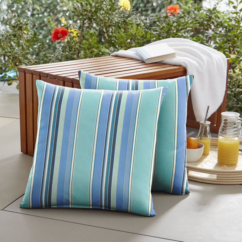Melbourne Striped Sunbrella® Outdoor Reversible Throw Pillow, 18" x 18"