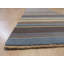 Tapis bleu contemporain en laine noué à la main à rayures géométriques Horizon-1897272453