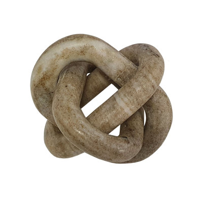 6X6x6" Decorative Marble Chain Sculpture, Cream