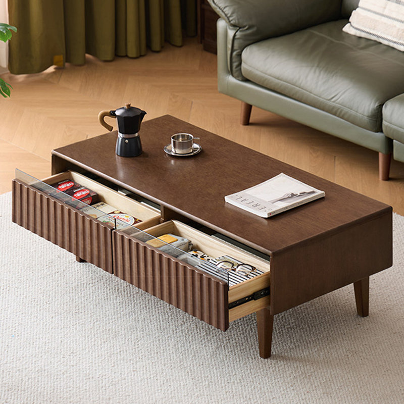 Table basse moderne en bois massif avec rangement, H 16,9 po x L 39,4 po x l 20,5 po