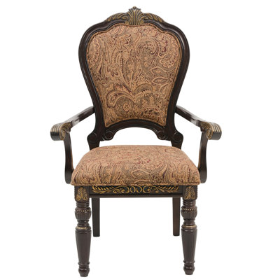 Salle à manger de 2 fauteuils traditionnels, finition cerisier, inclinaison dorée, assise de 22 po de largeur, 24,5 po de profondeur de 28,23 po, fauteuils 2, design, multicolore, assise de 19,5 po,