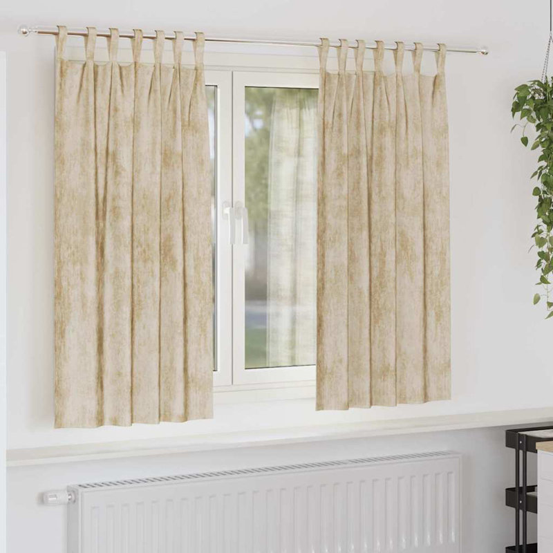Alithia Velvet Room Darkening Curtain Pair, 140cm Width x 175cm Drop, Cream