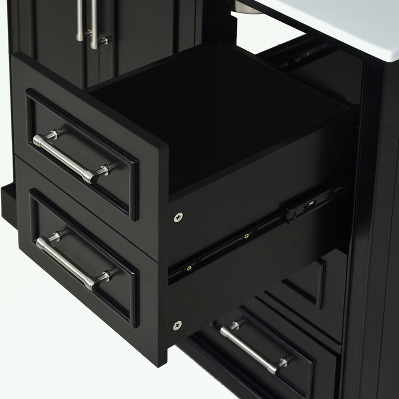 Rangement de salle de bain Flavil, Noir, Argent