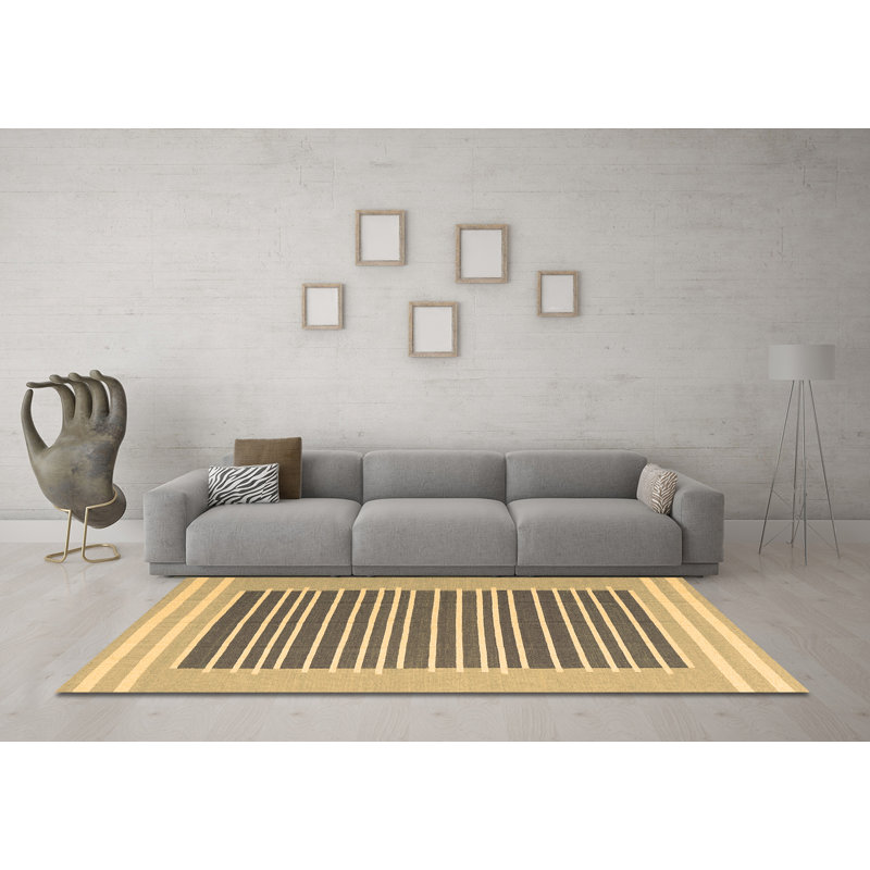 Tapis contemporains brun lavable à la machine 2777, Rond 8 pi