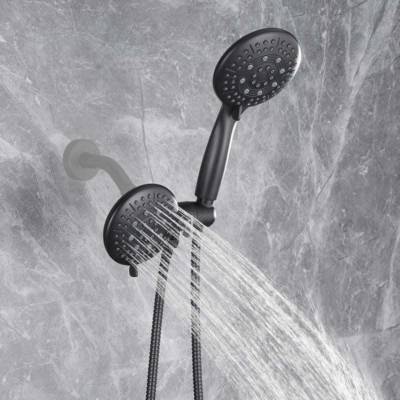 Couple 5-Spray Dual Shower Heads 4.7" Shower Head with 2-in-1 Spray Pattern, Matte Black