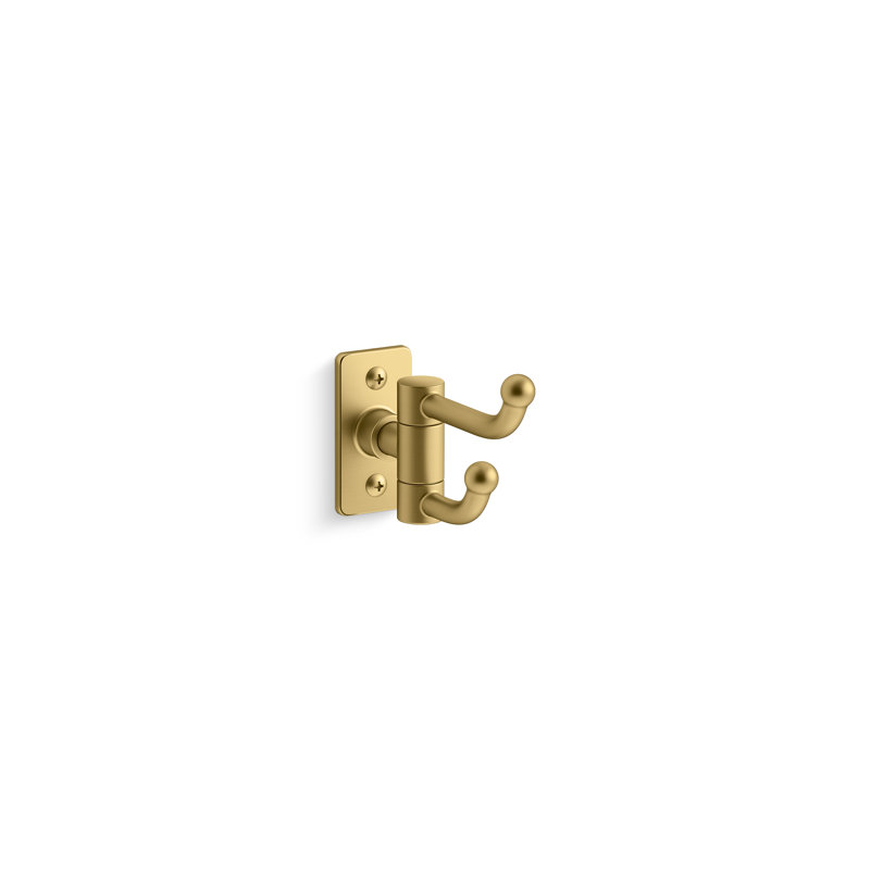 Castia by Studio McGee Double Robe Hook, Vibrant Brushed Moderne Brass