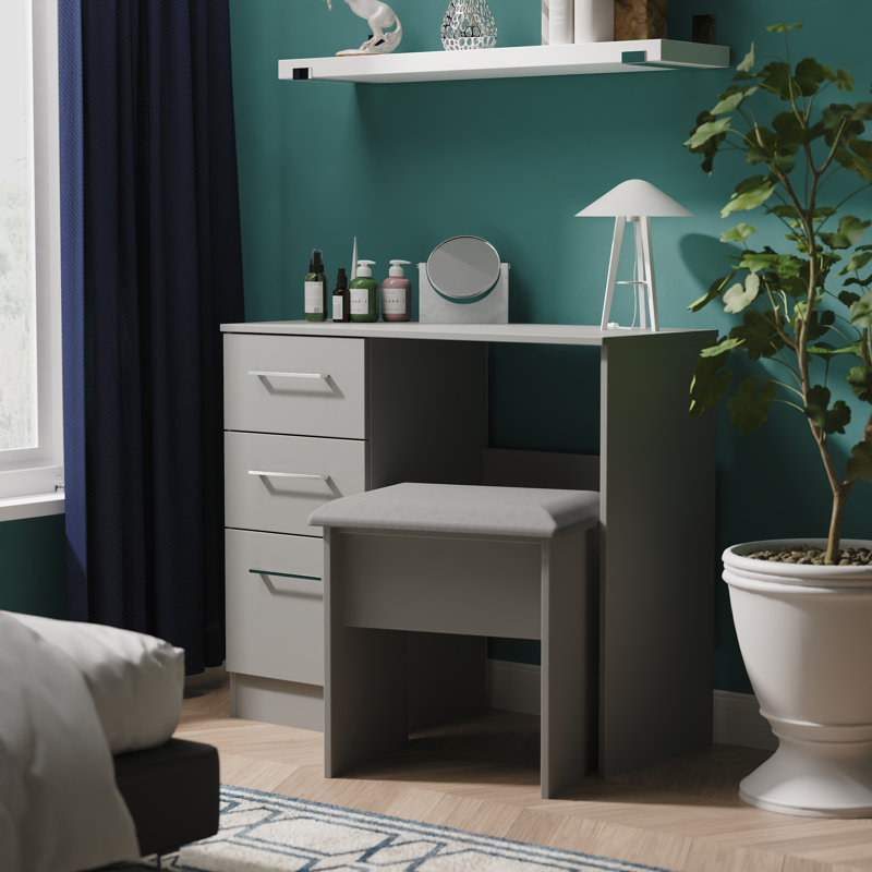 Talhaa 3 Drawer Vanity (Ready Assembled), Uniform Grey/Dusk Grey