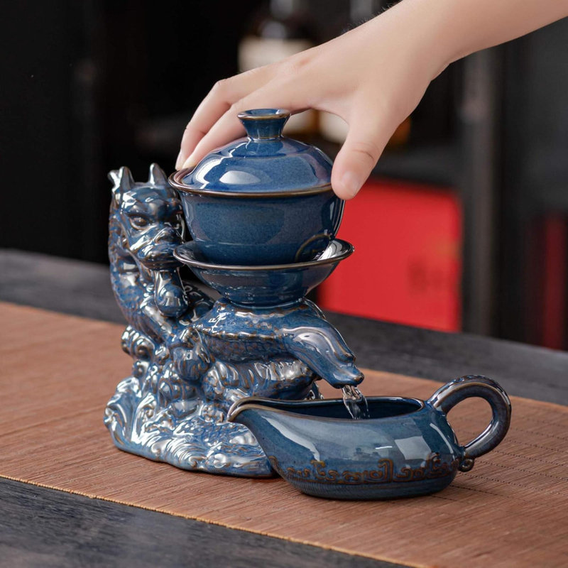 Théière en céramique avec infuseur théière semi-automatique avec 8 tasses dégradé de couleur