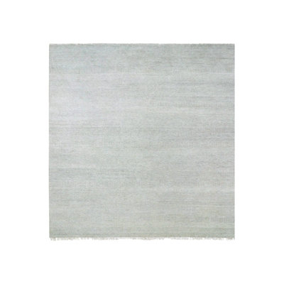 12'x12'4" Olive Gray Grass Design Undyed Wool Hand Knotted Square Rug 6D0CBAAE4F0D400AAB9A90C3230EBD27