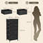 45 cm W Chest of 5 Drawers