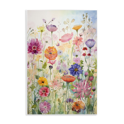 Bright Floral Garden Wall Plaque Art by Roozbeh Bahramali