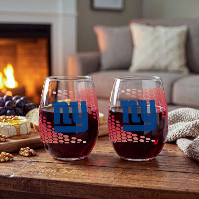 Ensemble de 2 verres à vin sans pied sous licence officielle NFL, 50 cl.