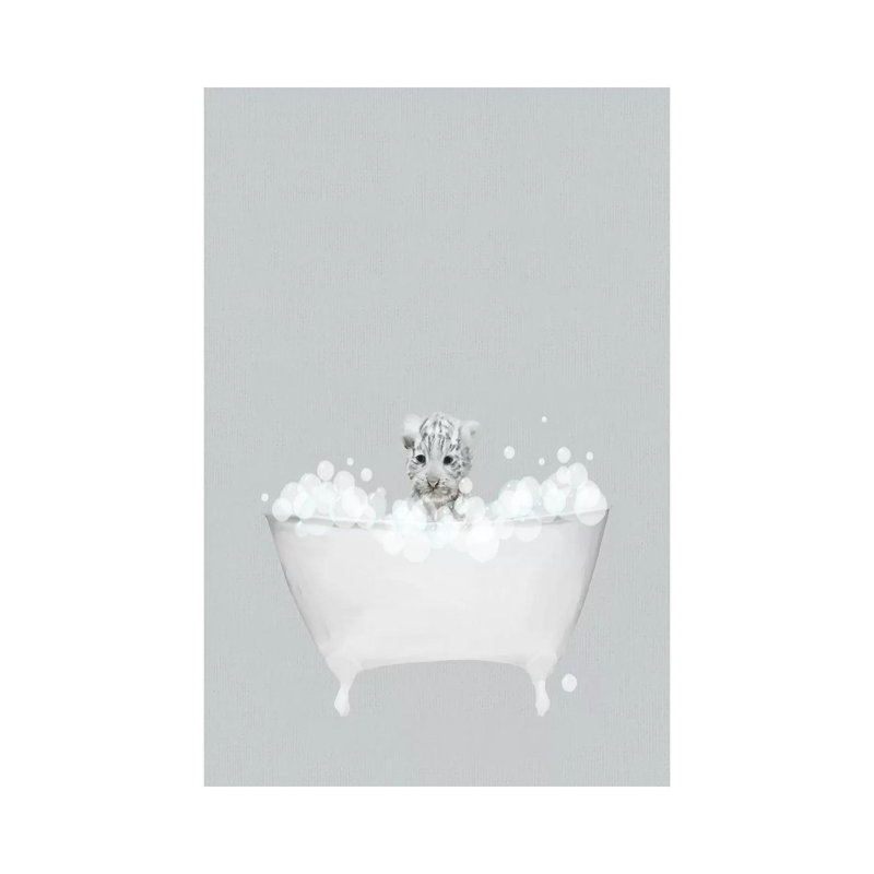 White Tiger Blue Bath by Leah Straatsma - Wrapped Canvas Print, 45.72cm H x 30.48cm W x 1.91cm D