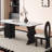Plain white simple dining table and chair set-111620518
