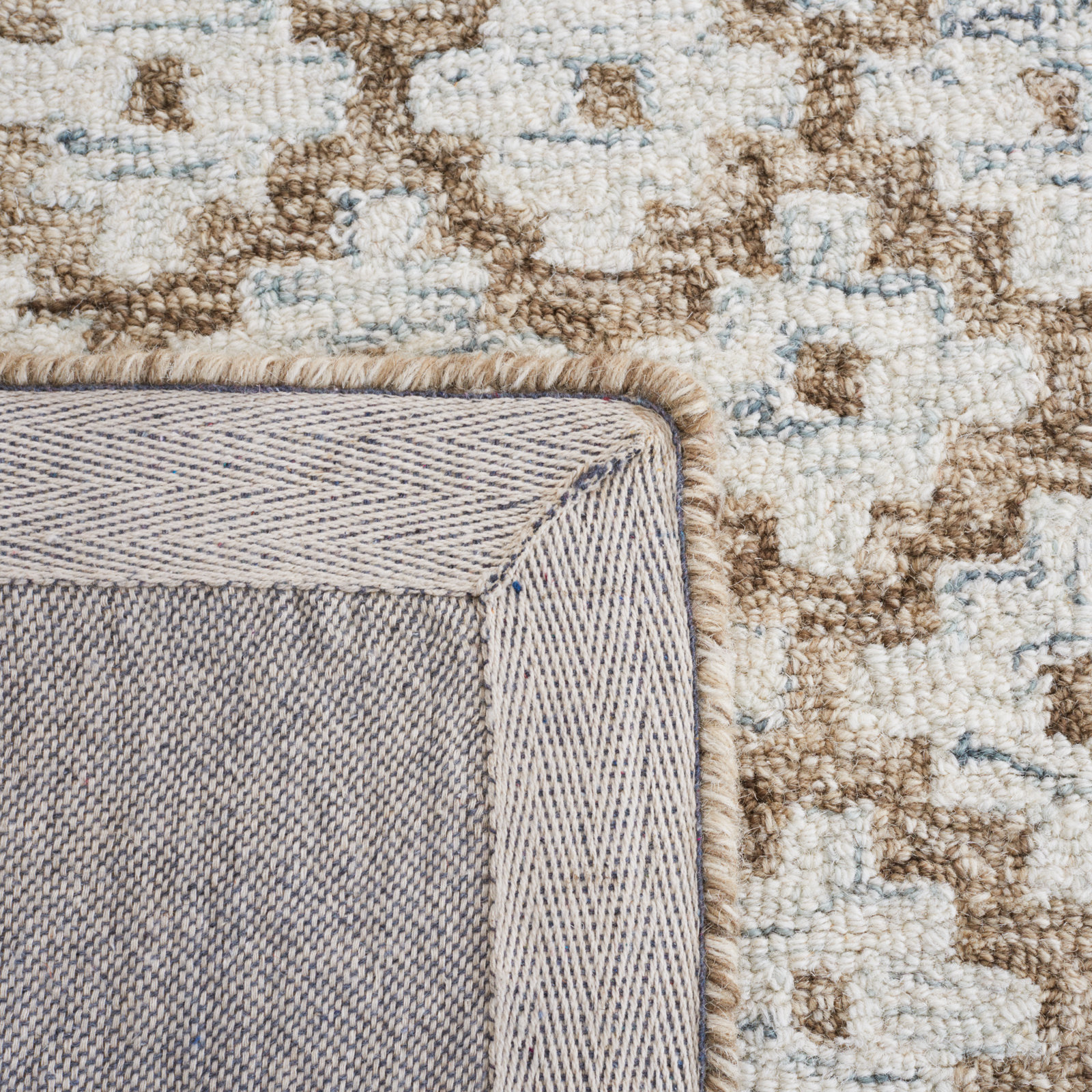 Heath Beige Sage Hand-Woven Geometric Rug, Rectangle 5' x 8'