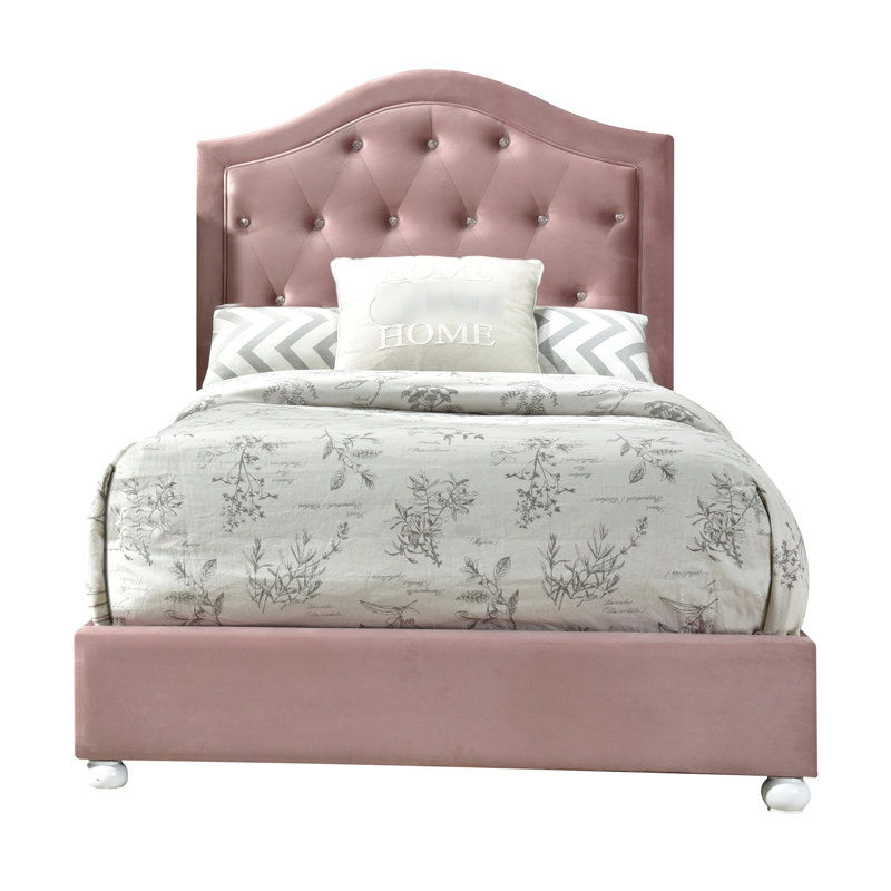 Élégant lit simple rose - 74,46 lb Poids, plancher portatif en tissu de 9 po, supportant jusqu'à 330 lb