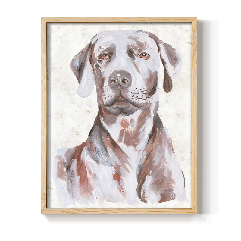 «Sitting Dog I», reproduction encadrée - bois massif, H 30 po x l 24 po