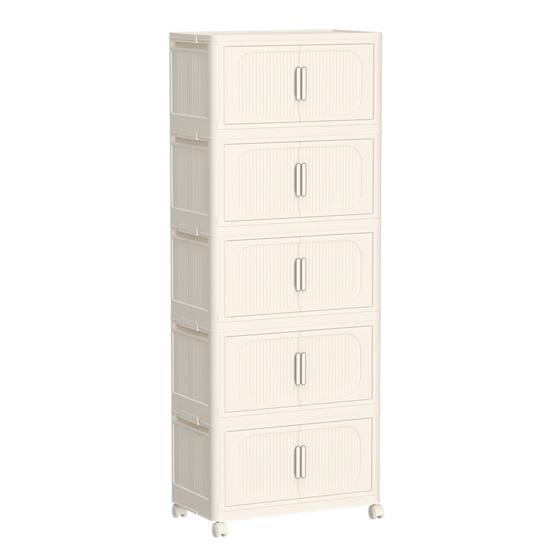 Side Wide Folding Storage Cabinet, White, 50" H x 19.69" L x 11.81" D
